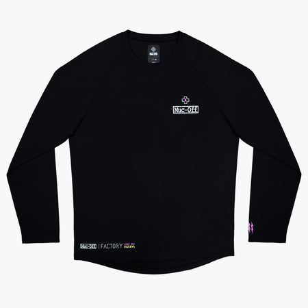 Long Sleeve Rider Jersey Factory in black, front view